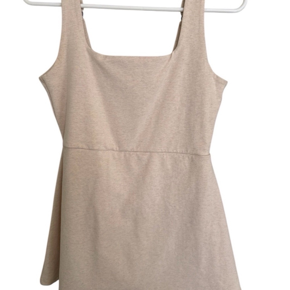 Bo&Tee Square Neck Tennis Mini Romper In Marled Oat Size XL - Picture 2 of 6